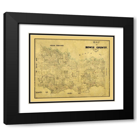 Bowie County Texas - 1884 Black Modern Wood Framed Art Print with Double Matting by Unknown