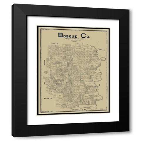 Bosque County Texas - Maxcy 1890  Black Modern Wood Framed Art Print with Double Matting by Maxcy