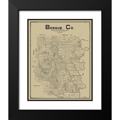 Bosque County Texas - Maxcy 1890  Black Modern Wood Framed Art Print with Double Matting by Maxcy