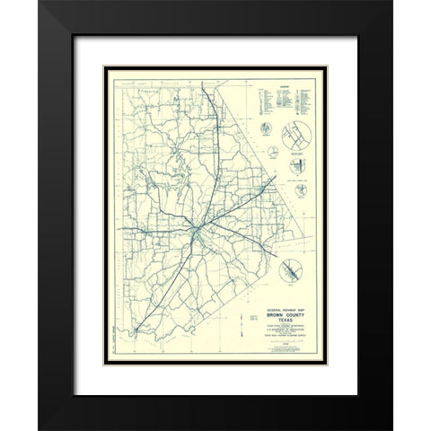 Brown Texas Highway - Highway Dept 1940 Black Modern Wood Framed Art Print with Double Matting by Highway Dept