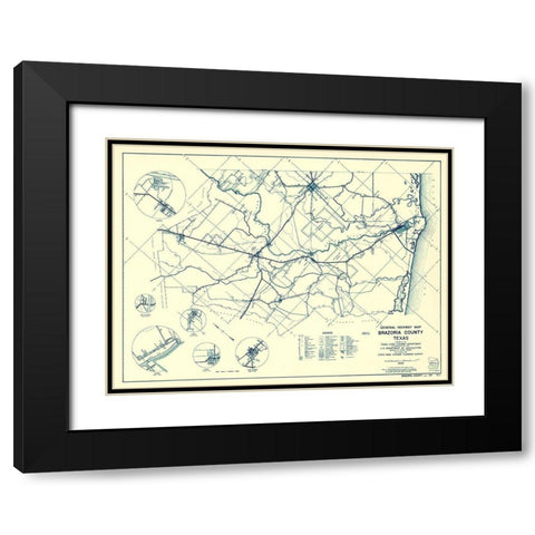 Brazoria Texas Highway - Highway Dept 1936 Black Modern Wood Framed Art Print with Double Matting by Highway Dept