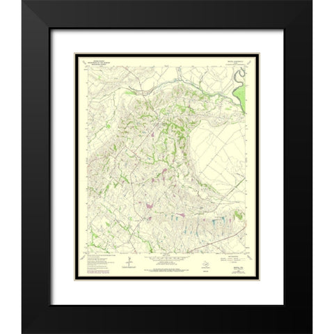 Bristol Texas Quad - USGS 1962 Black Modern Wood Framed Art Print with Double Matting by USGS