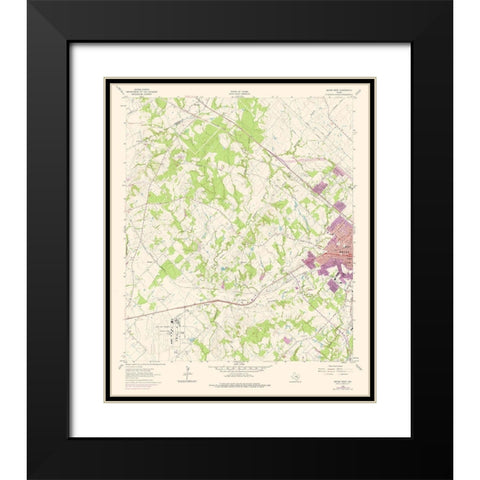 West Bryan Texas Quad - USGS 1962 Black Modern Wood Framed Art Print with Double Matting by USGS