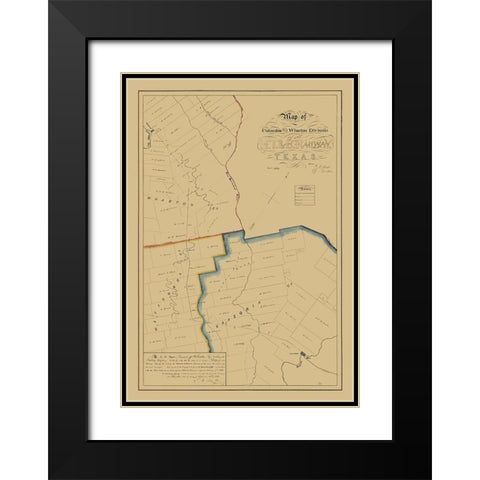 Brazoria County Texas - West 1860 Black Modern Wood Framed Art Print with Double Matting by West