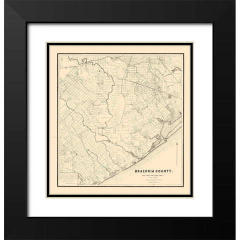 Brazoria County Texas - 1877 Black Modern Wood Framed Art Print with Double Matting by Unknown