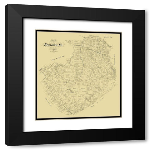Brazoria County Texas - 1879 Black Modern Wood Framed Art Print with Double Matting by Unknown