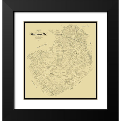 Brazoria County Texas - 1879 Black Modern Wood Framed Art Print with Double Matting by Unknown