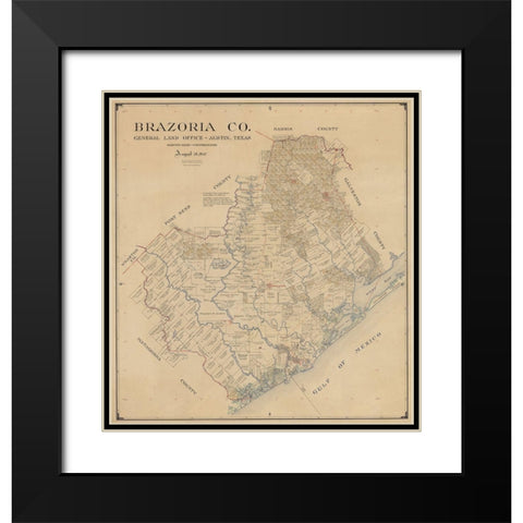 Brazoria County Texas - 1947 Black Modern Wood Framed Art Print with Double Matting by Unknown