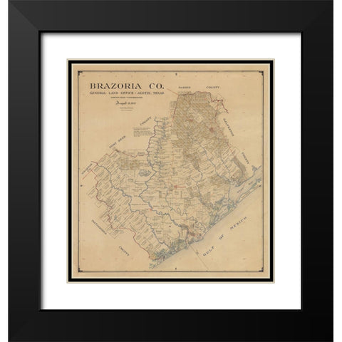 Brazoria County Texas - 1947 Black Modern Wood Framed Art Print with Double Matting by Unknown