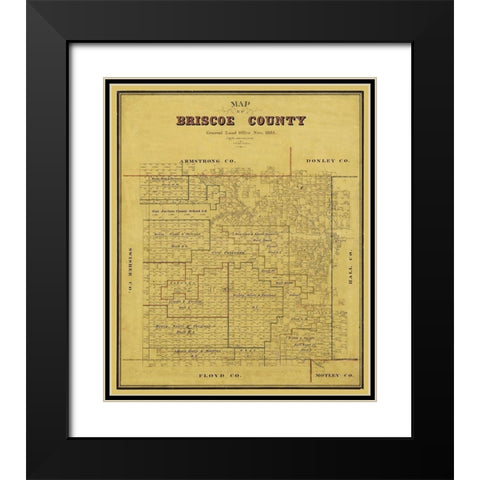 Briscoe County Texas - Blau 1885 Black Modern Wood Framed Art Print with Double Matting by Blau