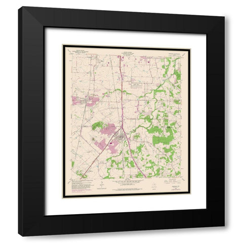 Burleson Texas Quad - USGS 1955 Black Modern Wood Framed Art Print with Double Matting by USGS