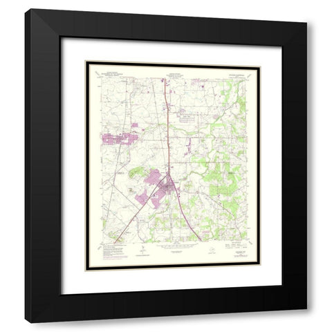 Burleson Texas Quad - USGS 1974 Black Modern Wood Framed Art Print with Double Matting by USGS