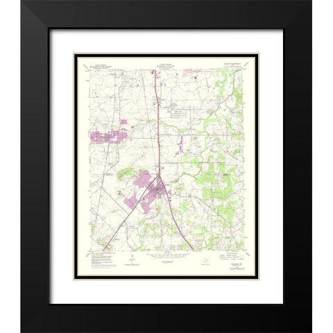 Burleson Texas Quad - USGS 1974 Black Modern Wood Framed Art Print with Double Matting by USGS