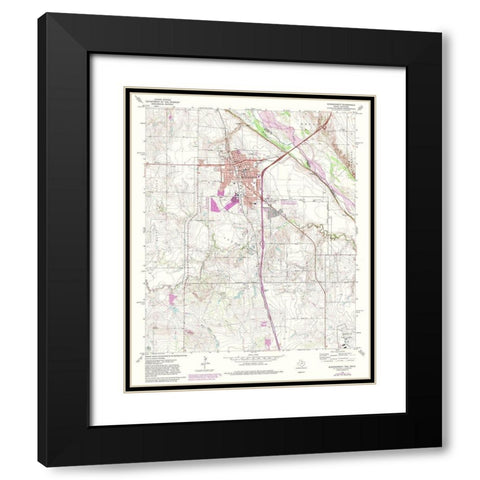 Burkburnett Texas Quad - USGS 1972 Black Modern Wood Framed Art Print with Double Matting by USGS