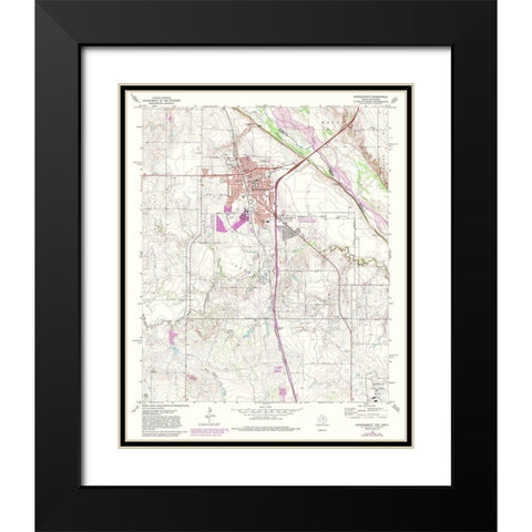 Burkburnett Texas Quad - USGS 1972 Black Modern Wood Framed Art Print with Double Matting by USGS