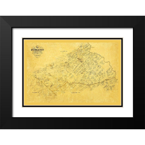 Burleson County Texas - Martin 1856 Black Modern Wood Framed Art Print with Double Matting by Martin