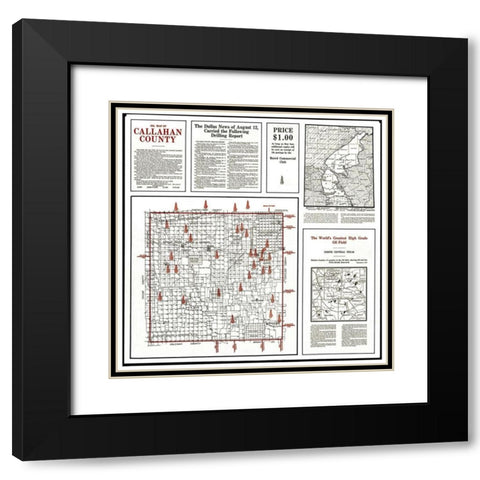 Callahan Texas Oil - 1919 Black Modern Wood Framed Art Print with Double Matting by Unknown