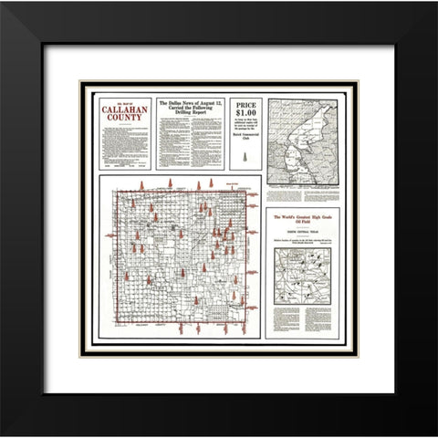 Callahan Texas Oil - 1919 Black Modern Wood Framed Art Print with Double Matting by Unknown