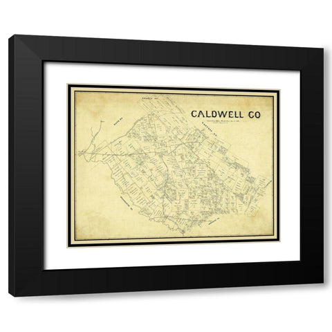 Caldwell County Texas - 1896 Black Modern Wood Framed Art Print with Double Matting by Unknown