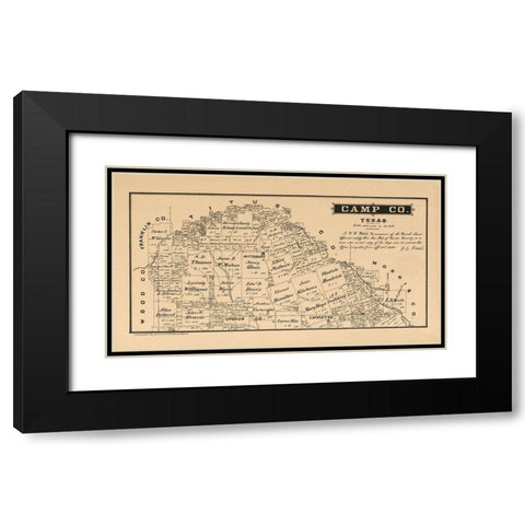Camp County Texas - Walsh 1879 Black Modern Wood Framed Art Print with Double Matting by Walsh