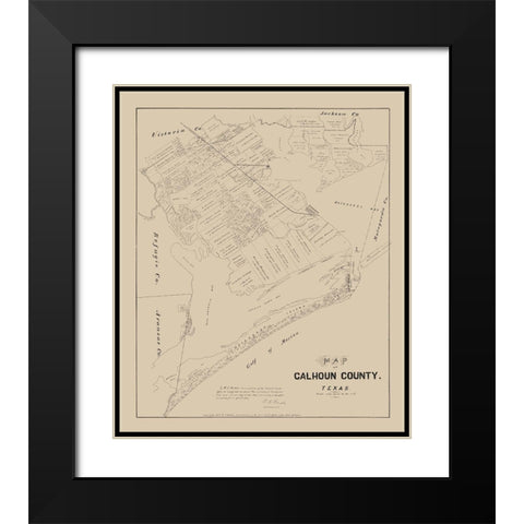 Calhoun County Texas - Walsh 1879 Black Modern Wood Framed Art Print with Double Matting by Walsh