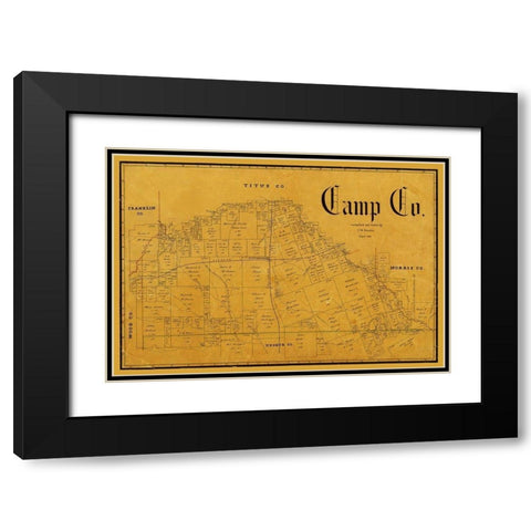 Camp County Texas - Pressler 1897 Black Modern Wood Framed Art Print with Double Matting by Pressler