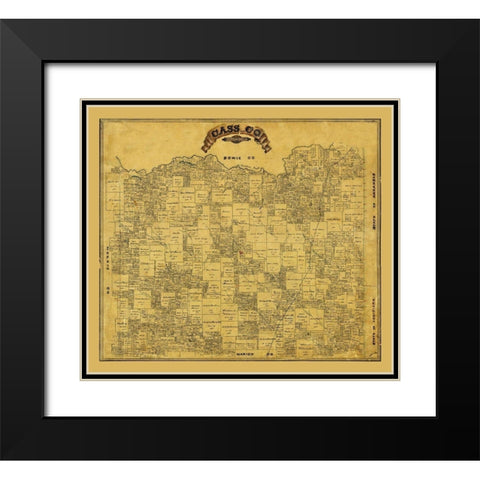 Cass County Texas - 1884 Black Modern Wood Framed Art Print with Double Matting by Unknown