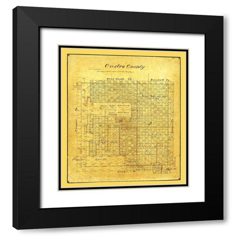 Castro County Texas - Pressler 1891 Black Modern Wood Framed Art Print with Double Matting by Unknown