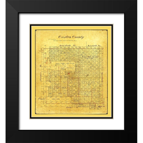 Castro County Texas - Pressler 1891 Black Modern Wood Framed Art Print with Double Matting by Unknown