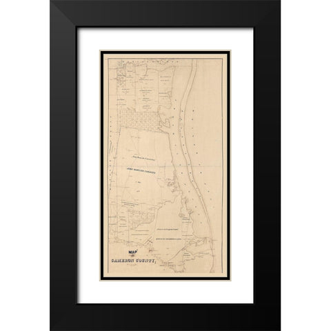 Cameron County Texas -1895 Black Modern Wood Framed Art Print with Double Matting by Unknown