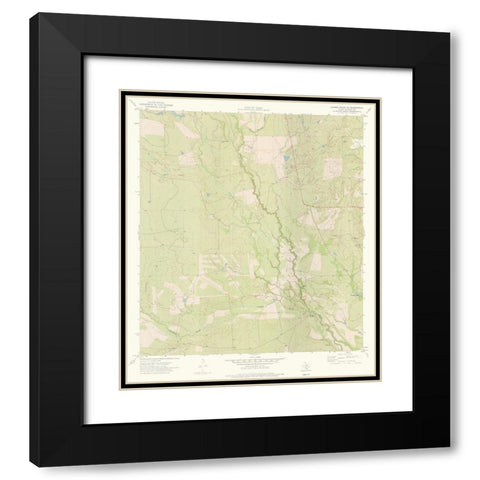 Caiman Creek NE Texas Quad - USGS 1974 Black Modern Wood Framed Art Print with Double Matting by USGS