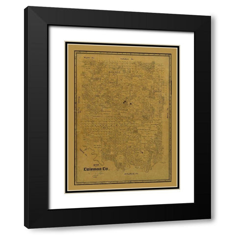 Coleman County Texas - Clark 1895  Black Modern Wood Framed Art Print with Double Matting by Clark