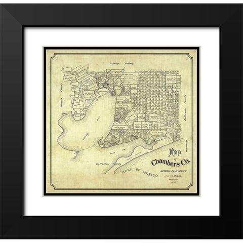 Chambers County Texas - 1901 Black Modern Wood Framed Art Print with Double Matting by Unknown