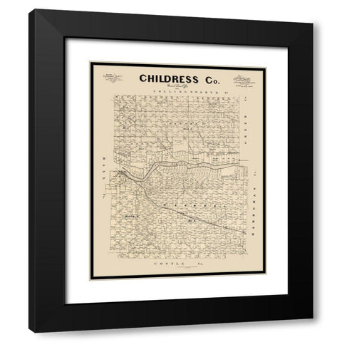 Childress County Texas - McGaughey 1892  Black Modern Wood Framed Art Print with Double Matting by McGaughey