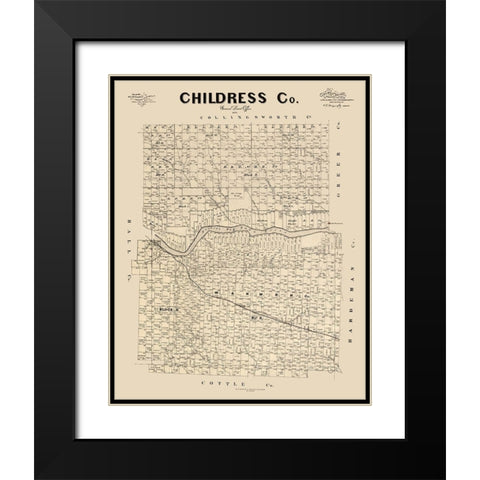 Childress County Texas - McGaughey 1892  Black Modern Wood Framed Art Print with Double Matting by McGaughey