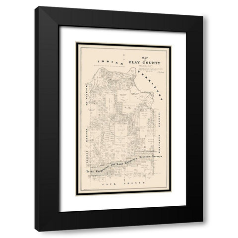 Clay County Texas - Walsh 1880  Black Modern Wood Framed Art Print with Double Matting by Walsh