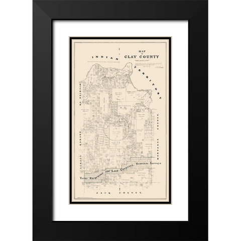 Clay County Texas - Walsh 1880  Black Modern Wood Framed Art Print with Double Matting by Walsh