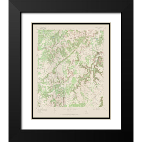 Caddo NE Texas Quad - USGS 1967 Black Modern Wood Framed Art Print with Double Matting by USGS