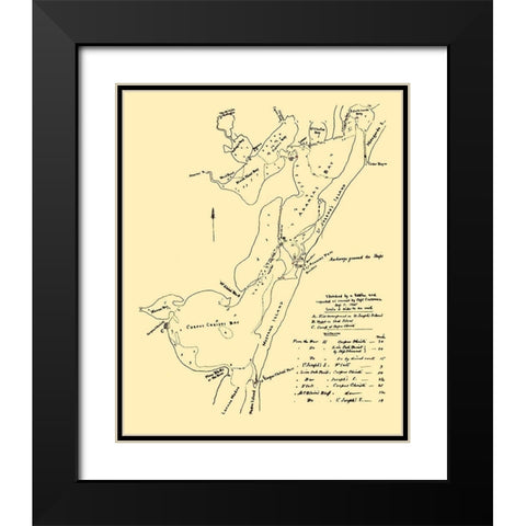 Corpus Christi Waterways - 1845 Black Modern Wood Framed Art Print with Double Matting by Unknown