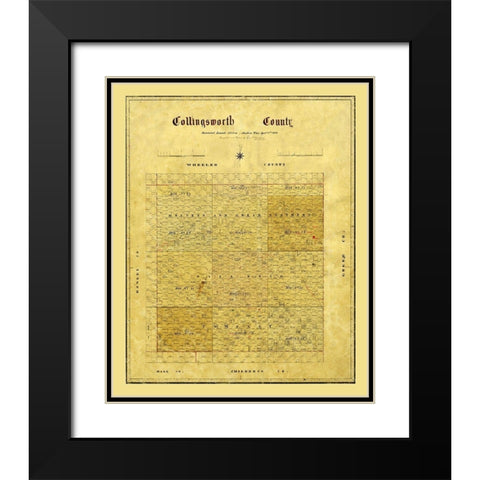 Collingsworth County Texas - 1880 Black Modern Wood Framed Art Print with Double Matting by Unknown
