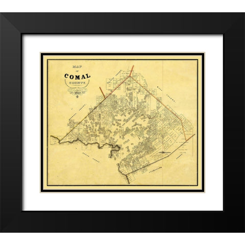 Comal County Texas - Rosenberg 1862 Black Modern Wood Framed Art Print with Double Matting by Rosenberg