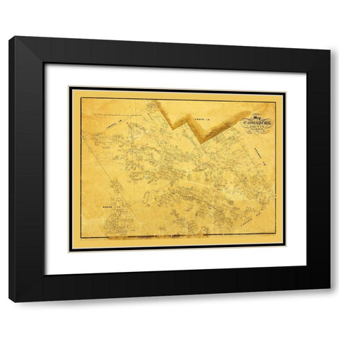 Comanche County Texas - 1856 Black Modern Wood Framed Art Print with Double Matting by Unknown