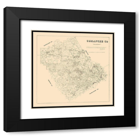 Comanche County Texas - Walsh 1879 Black Modern Wood Framed Art Print with Double Matting by Walsh