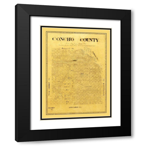 Concho County Texas - Groos 1895 Black Modern Wood Framed Art Print with Double Matting by Groos