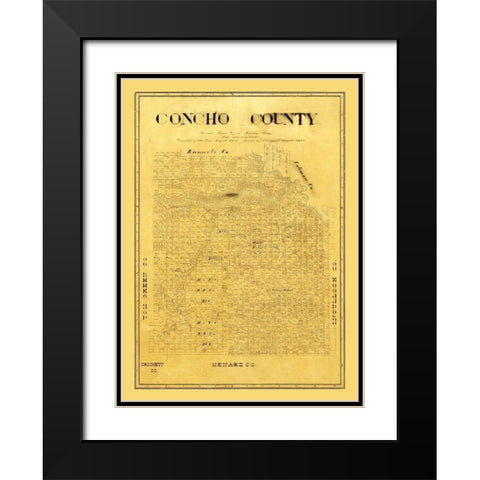 Concho County Texas - Groos 1895 Black Modern Wood Framed Art Print with Double Matting by Groos