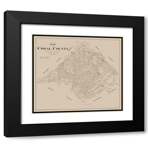 Comal County Texas - Pressler 1897  Black Modern Wood Framed Art Print with Double Matting by Pressler