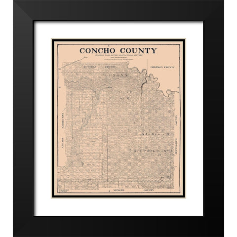 Concho County Texas - Rosenberg 1897  Black Modern Wood Framed Art Print with Double Matting by Rosenberg