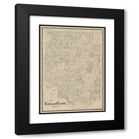 Coleman County Texas - Schutze 1897  Black Modern Wood Framed Art Print with Double Matting by Schutze