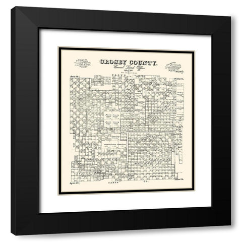 Crosby County Texas - McGaughey 1892 Black Modern Wood Framed Art Print with Double Matting by McGaughey
