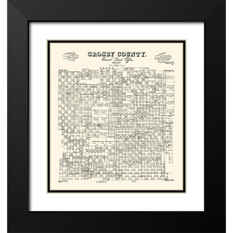 Crosby County Texas - McGaughey 1892 Black Modern Wood Framed Art Print with Double Matting by McGaughey